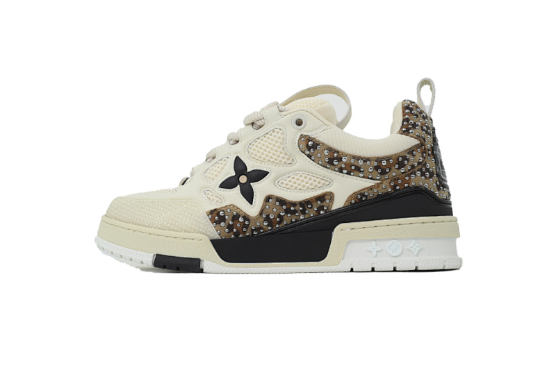 LOUIS VUITTON White Coffee Diamond Sneakers