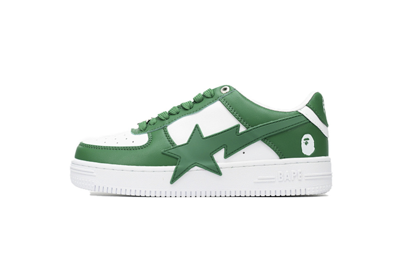 OZXSHM 191 306M A Bathing Ape Bape Sta Low White Green Star