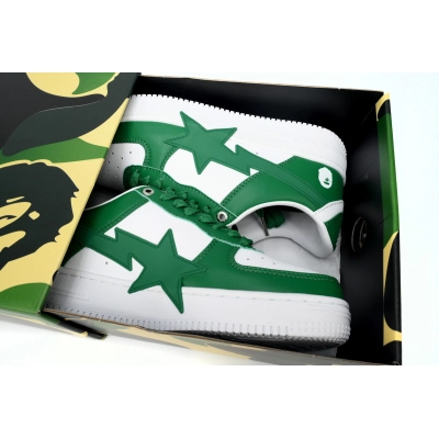 OZXSHM 191 306M A Bathing Ape Bape Sta Low White Green Star 02