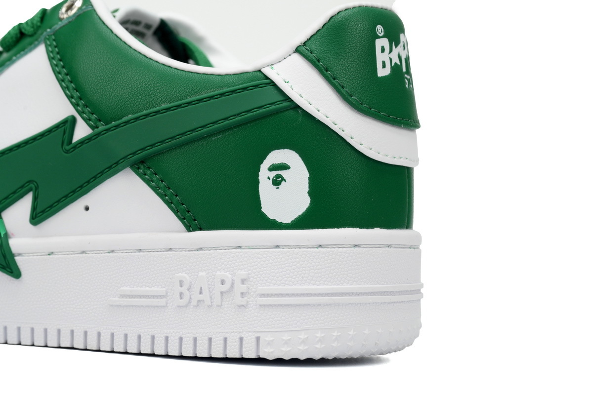 OZXSHM 191 306M A Bathing Ape Bape Sta Low White Green Star