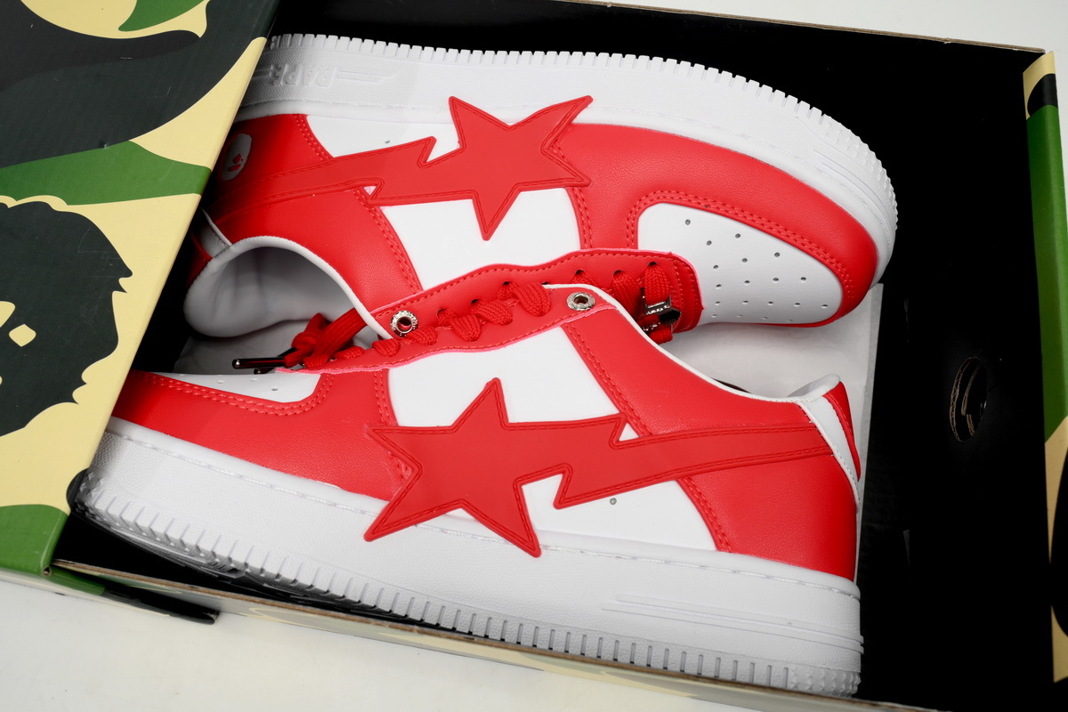 OZXSHM 191 306M A Bathing Ape Bape Sta Low White Red Star
