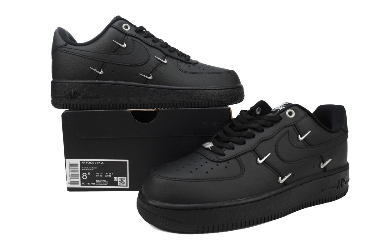 Nike Air Force 1 Low Black Silver Mini Swoosh HQ1180-001 
