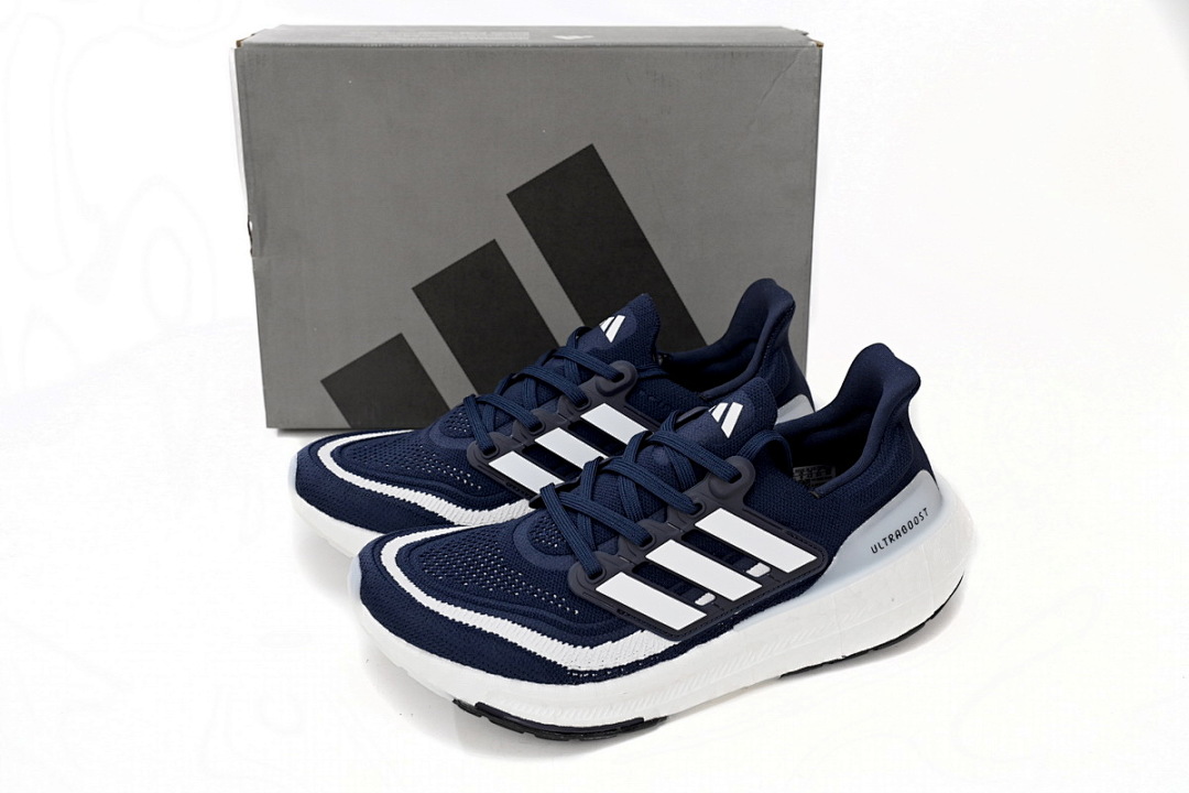Adidas Ultra Boost 2023 LIGHT Black And White Blue and white bars HP9203