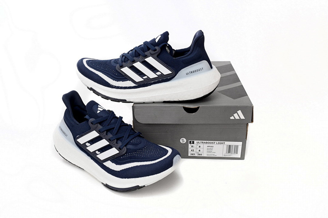 Adidas Ultra Boost 2023 LIGHT Black And White Blue and white bars HP9203