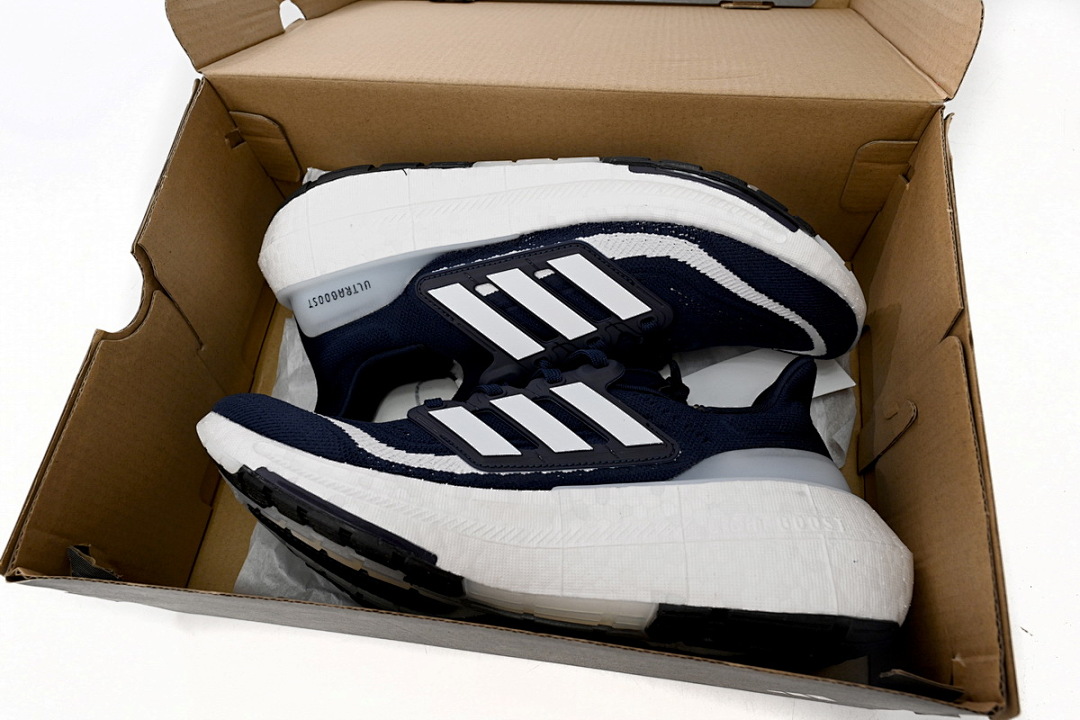 Adidas Ultra Boost 2023 LIGHT Black And White Blue and white bars HP9203