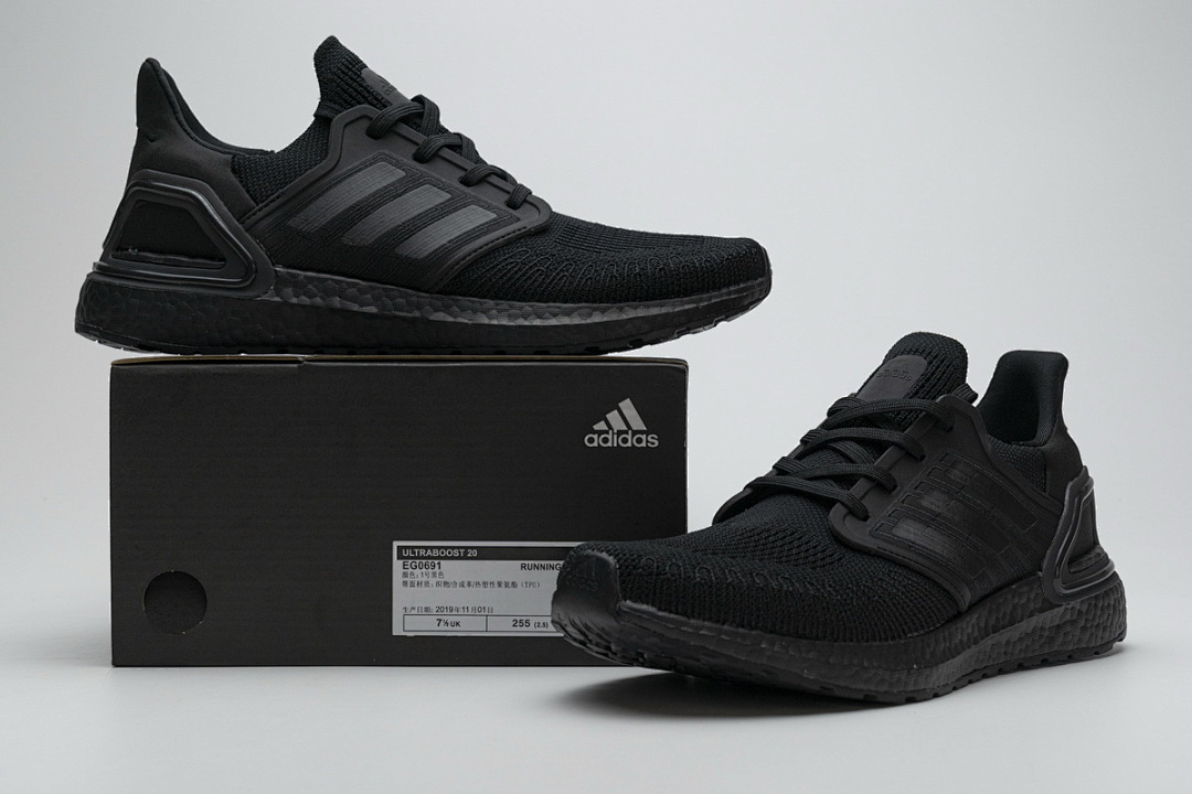 adidas Ultra BOOST 20 CONSORTIUM Triple Black Real Boost EG0691