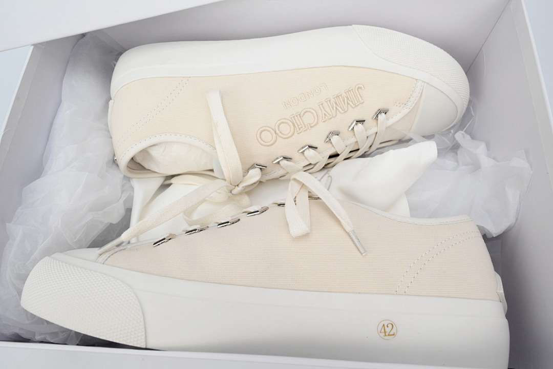 Jimmy Choo Palma Maxi White Canvas Platform Trainers PALMAMAXIFCYE