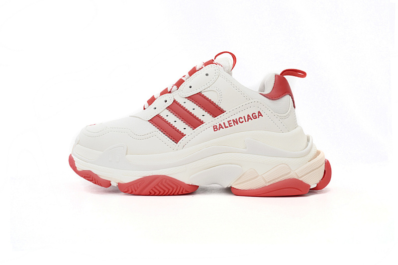 adidas  Balenciaga Triple S White Red Bar