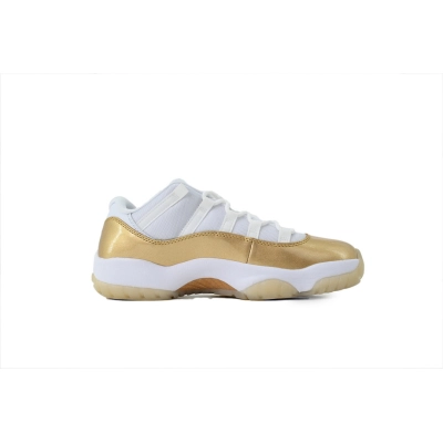 Air Jordan 11 Retro Low White Metallic Gold Basketball Shoes AH7860-102 02