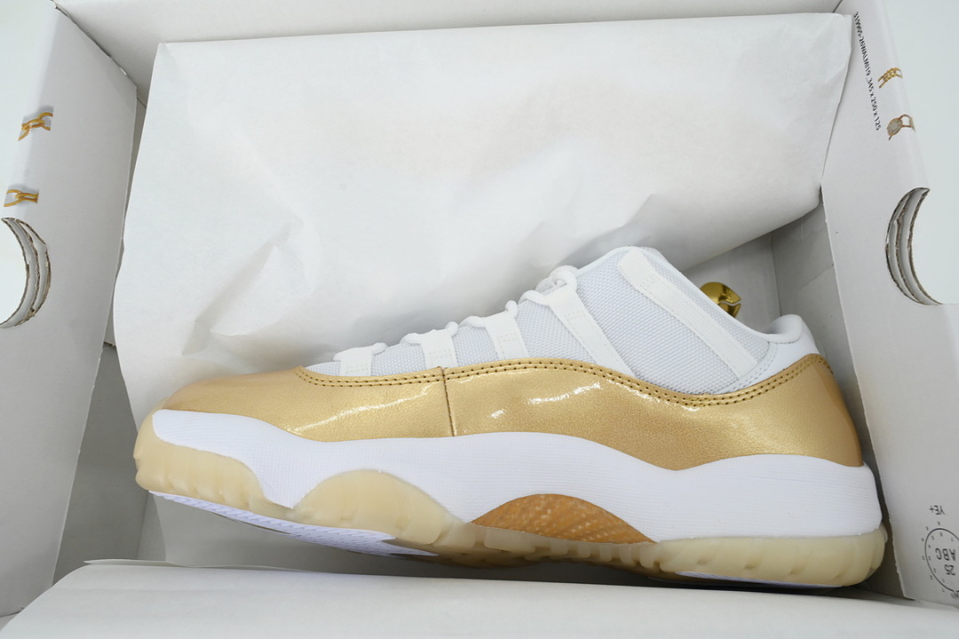 Air Jordan 11 Retro Low White Metallic Gold Basketball Shoes AH7860-102