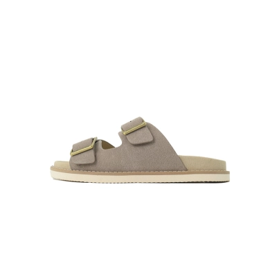 Brunello Cucinelli Suede Slide Sandals Beige 01
