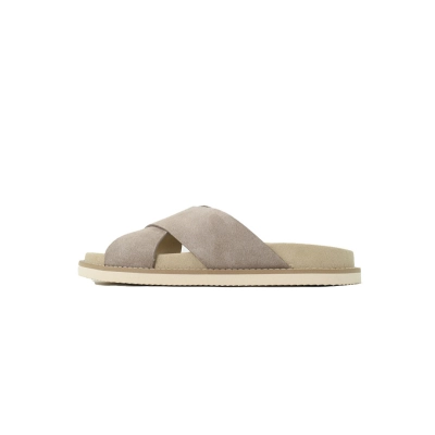 Brunello Cucinelli Suede Slide Sandals Beige 01