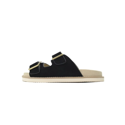 Brunello Cucinelli Suede Slide Sandals Black 01