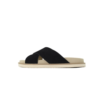 Brunello Cucinelli Suede Slide Sandals Black 01