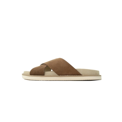 Brunello Cucinelli Suede Slide Sandals Brown 01