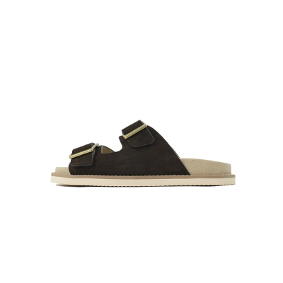 Brunello Cucinelli Suede Slide Sandals Coffee 01