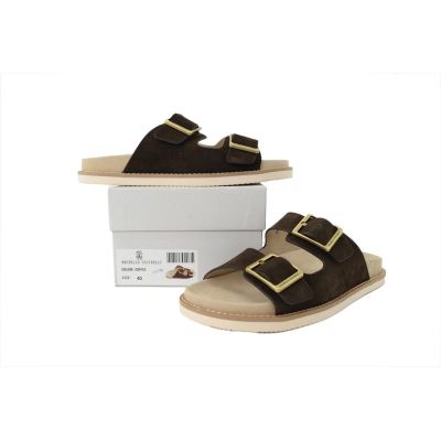 Brunello Cucinelli Suede Slide Sandals Coffee 02