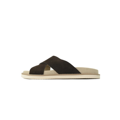 Brunello Cucinelli Suede Slide Sandals Coffee 01