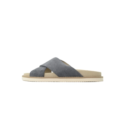 Brunello Cucinelli Suede Slide Sandals Grey 01