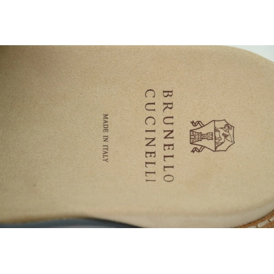 Brunello Cucinelli Suede Slide Sandals Grey 02
