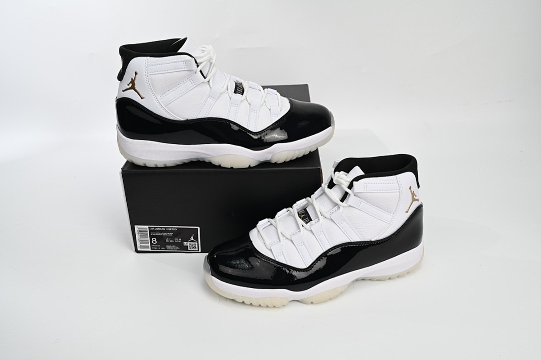 Zapatillas Air Jordan 11 DMP en negro, blanco y dorado, estilo retro, CT8012-170