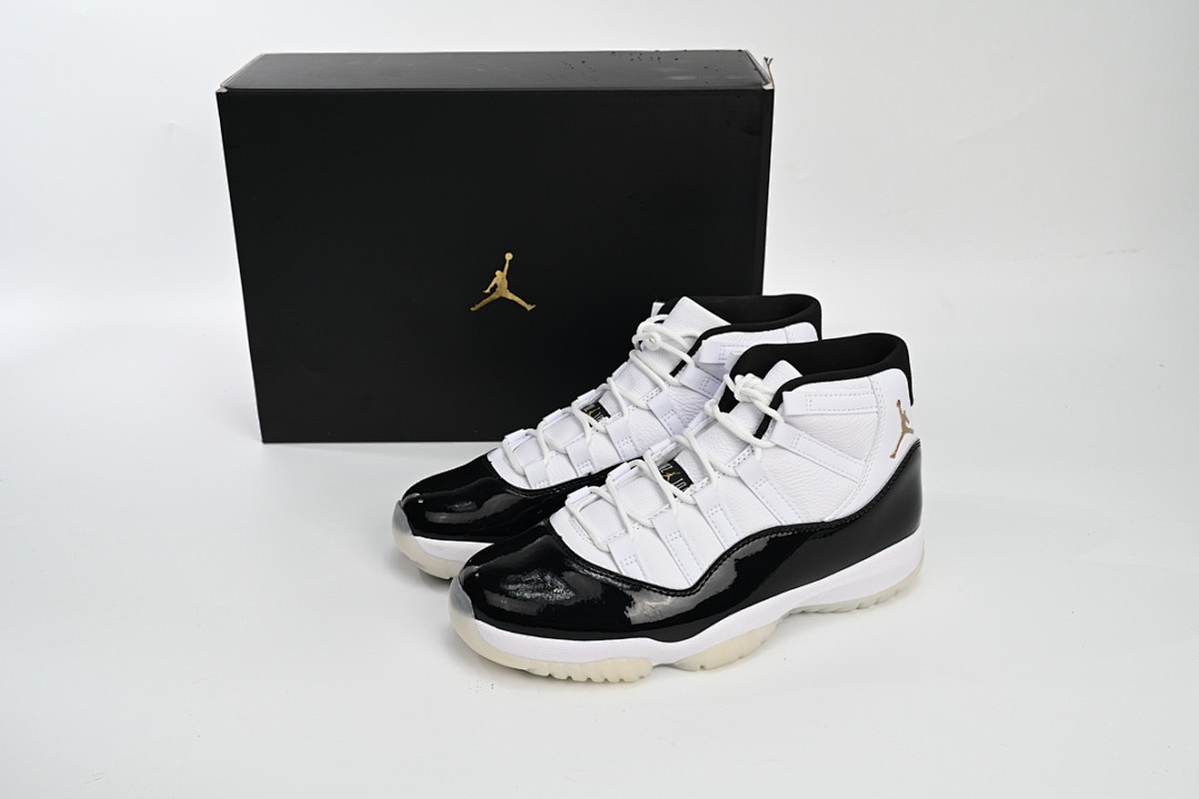 Zapatillas Air Jordan 11 DMP en negro, blanco y dorado, estilo retro, CT8012-170