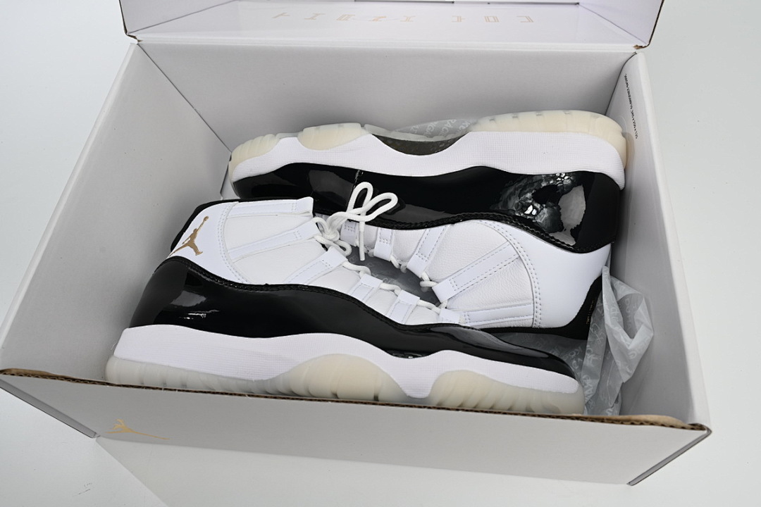 Zapatillas Air Jordan 11 DMP en negro, blanco y dorado, estilo retro, CT8012-170