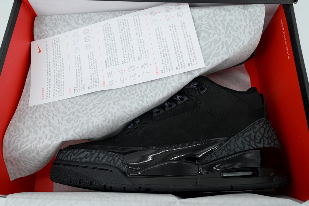 Air Jordan 3 Retro Black Cat Triple Black Basketball Shoes Sneakers CT8532-001 