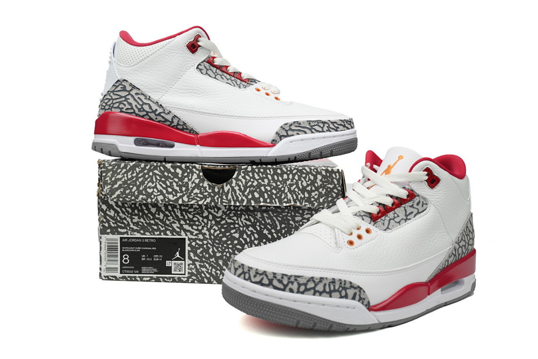 Nike Air Jordan 3 Retro Fire Red White Red Cement Men's Basketball Shoes Sneakers CT8532-126 