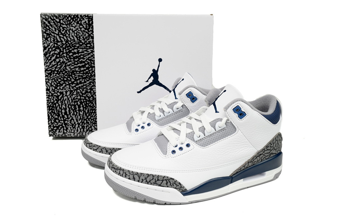 Air Jordan 3 Retro OG White Blue Elephant Print Shoes CT8532-140
