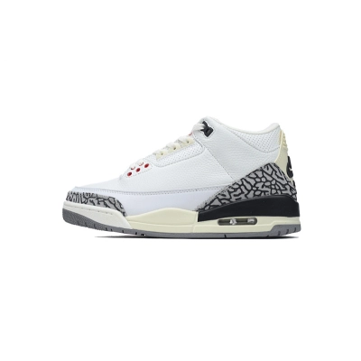 Air Jordan 3 Retro Basketball Shoes White Black Cement Grey Sneakers DN3707-100  01