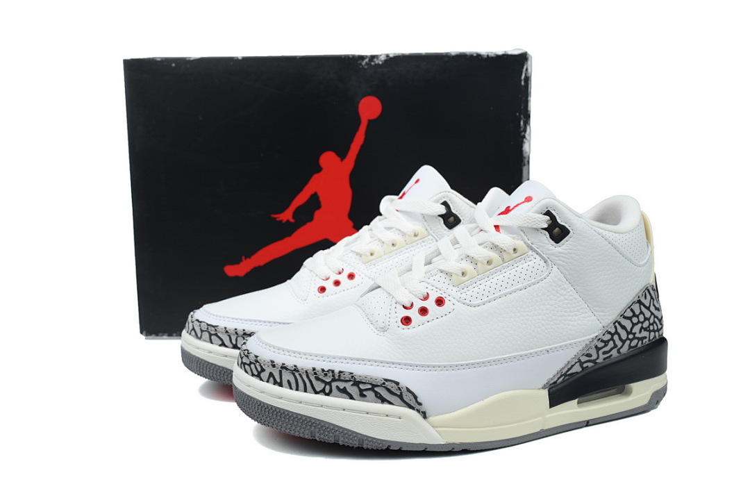 Air Jordan 3 Retro Basketball Shoes White Black Cement Grey Sneakers DN3707-100 