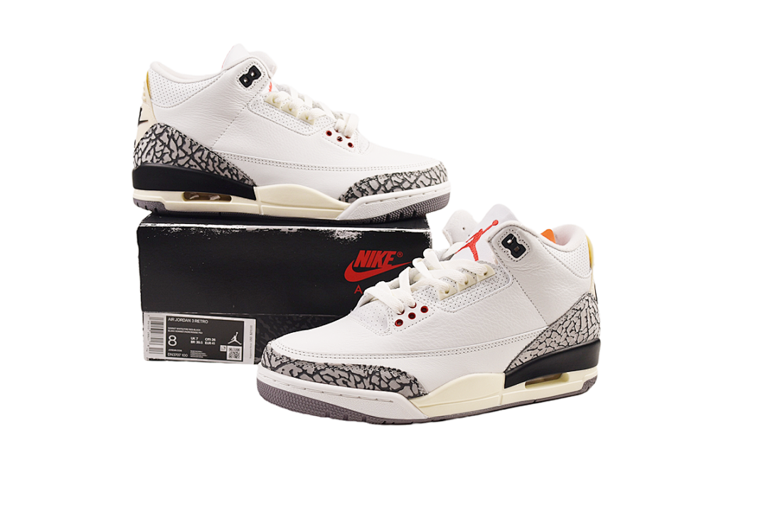Air Jordan 3 OG White Grey Black Retro Basketball Shoes DN3707-100 