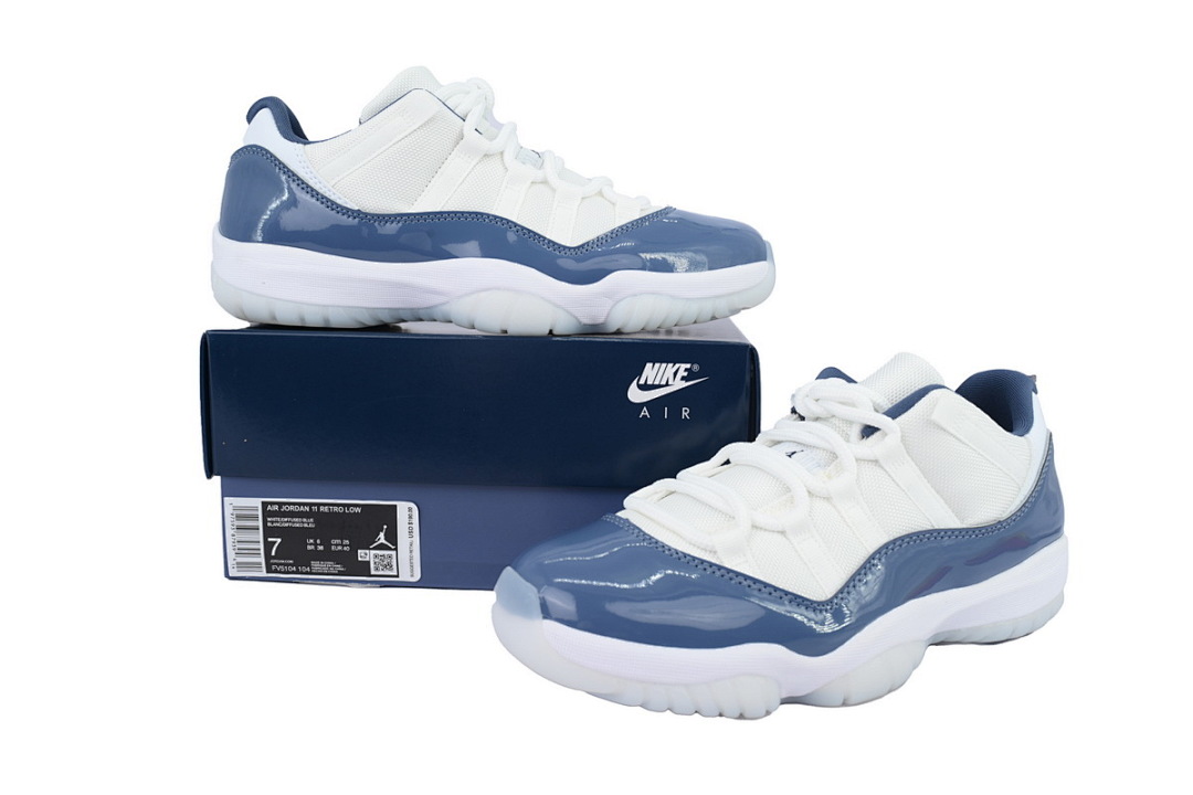 Air Jordan 11 Retro Low Navy White Ice Blue Sneakers FV5104-104