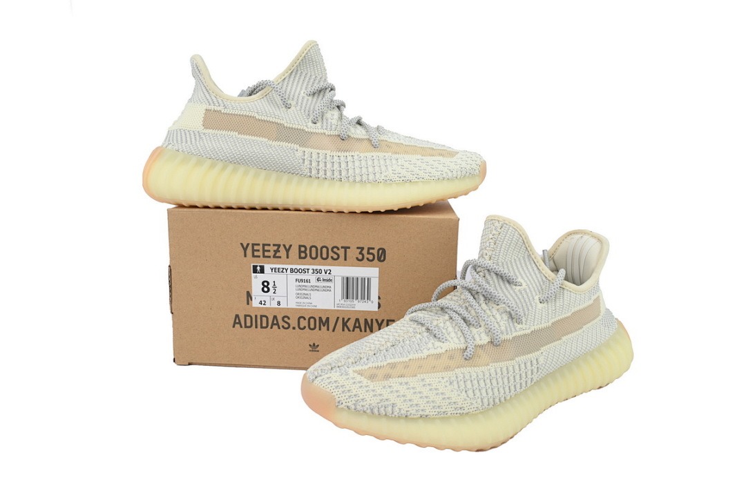 Adidas Yeezy Boost 350 V2 Lundmark Reflective Cream Beige Knit Running Shoes FU9161 