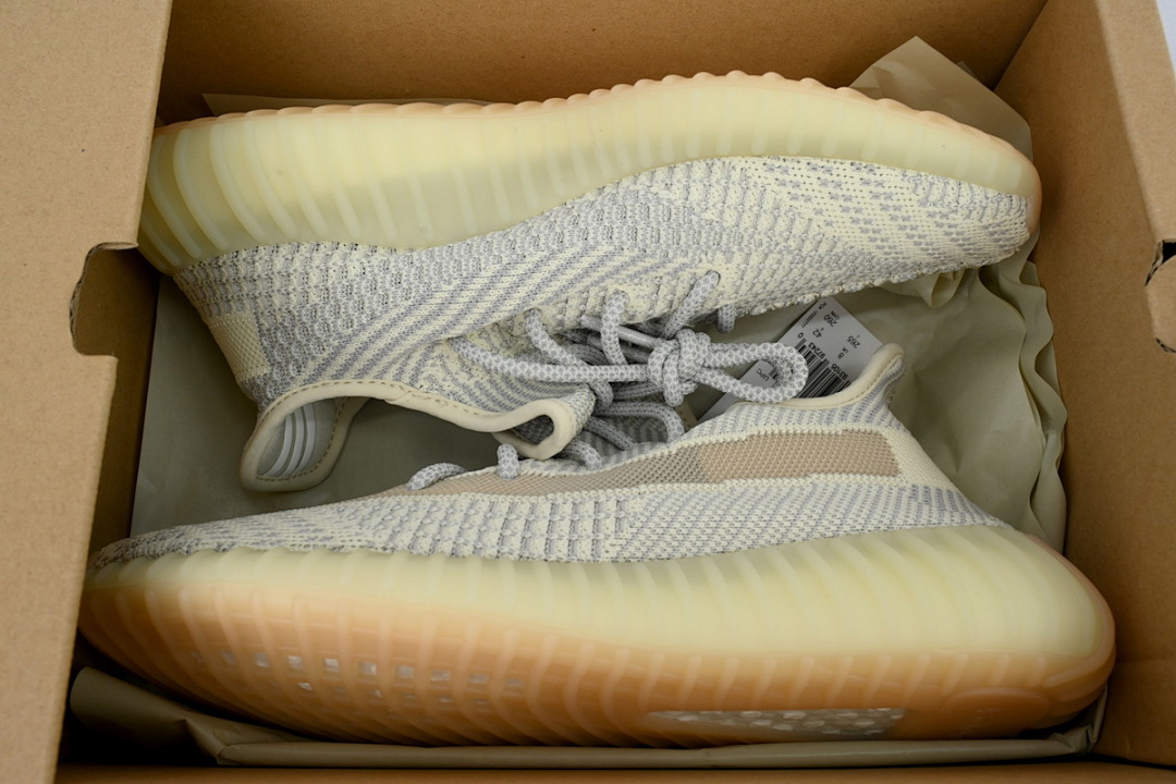 Adidas Yeezy Boost 350 V2 Lundmark Reflective Cream Beige Knit Running Shoes FU9161 