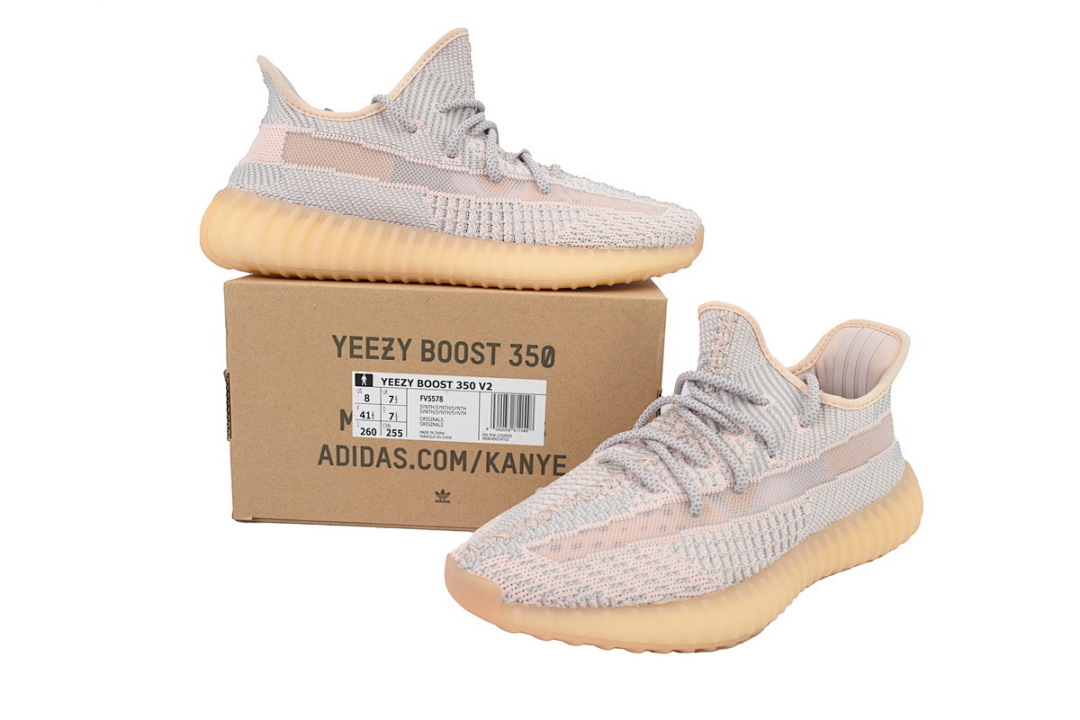Adidas Yeezy Boost 350 V2 Synth Reflective Pink Grey Knit Sneakers FV5578 