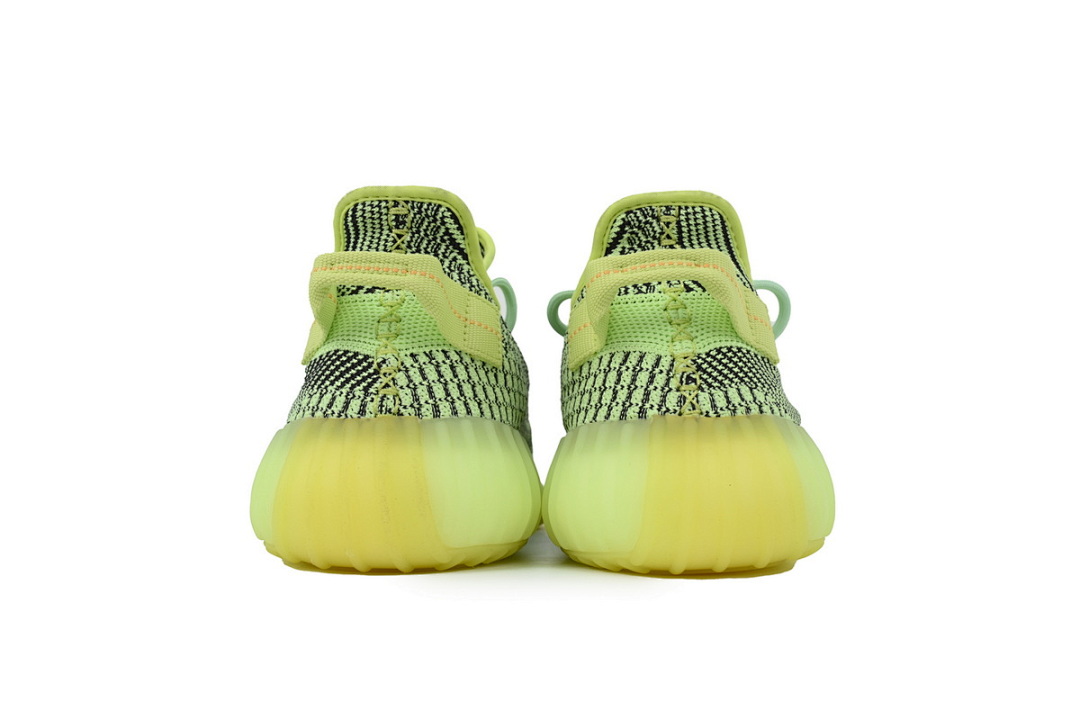 Yeezy Boost 350 V2 Neon Yellow Black Knit Running Shoes Unisex FW5191 