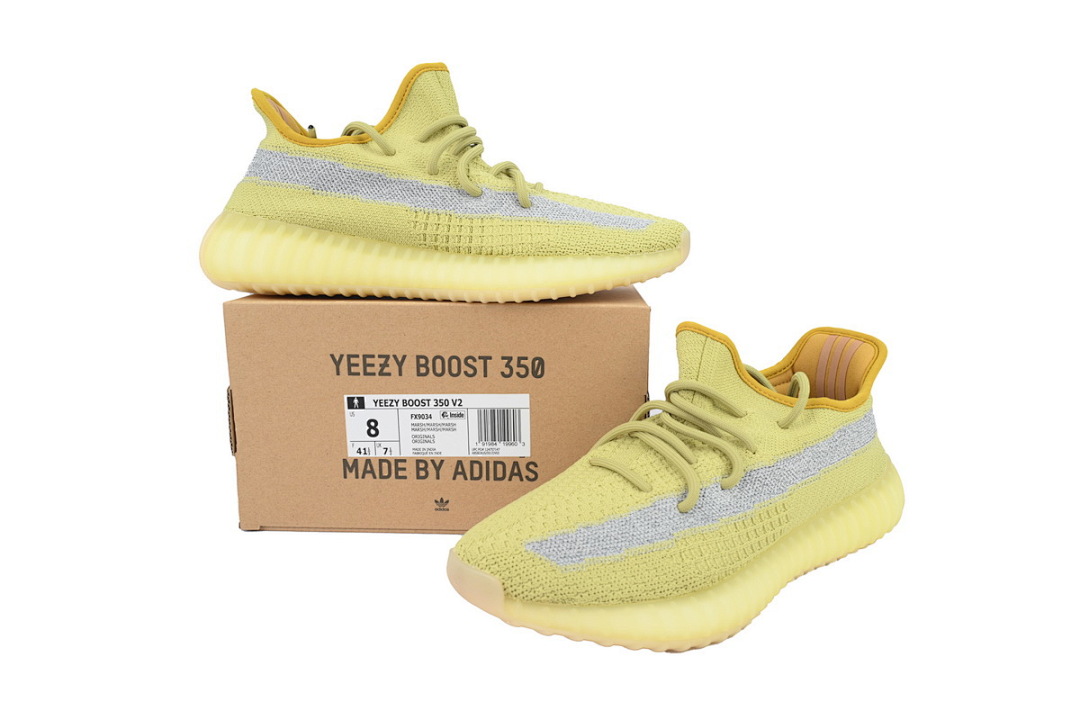 Adidas Yeezy Boost 350 V2 Lemon Grey Silver Stripe Sneakers FX9034 