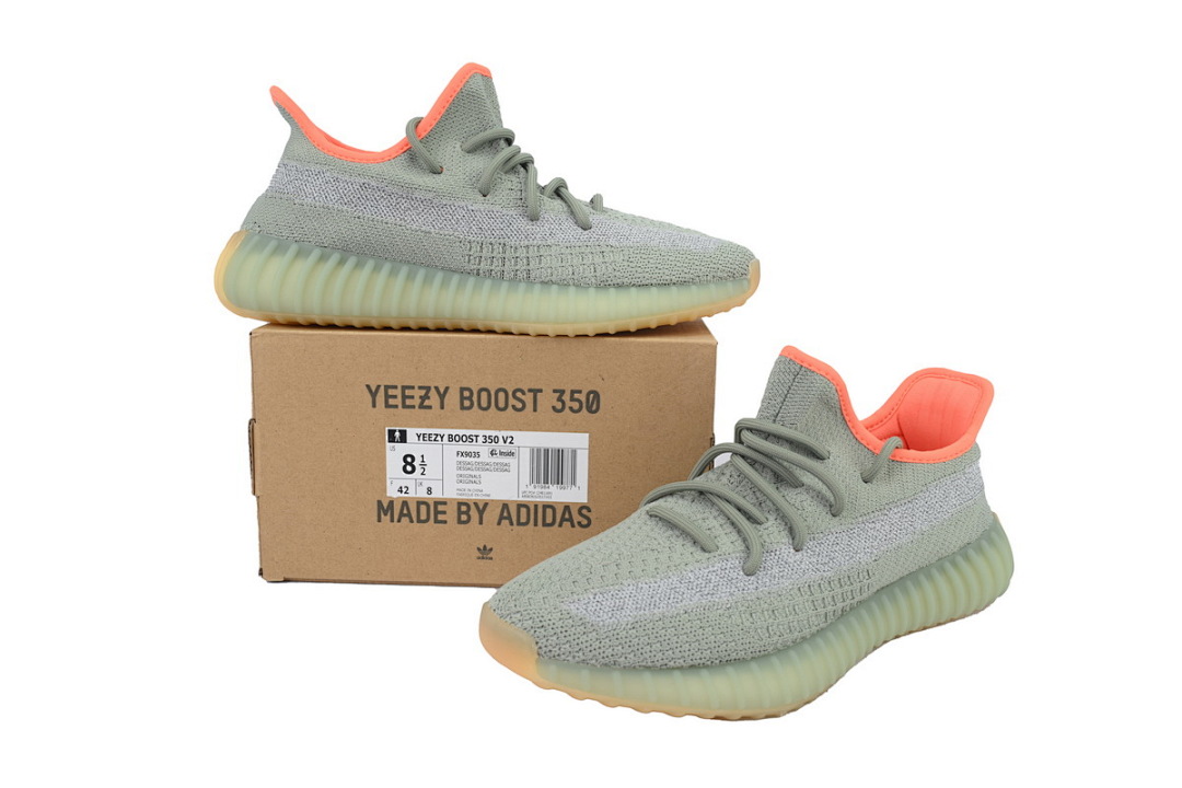 Adidas Yeezy Boost 350 V2 Olive Grey Orange Reflective Boost Sneakers FX9035 