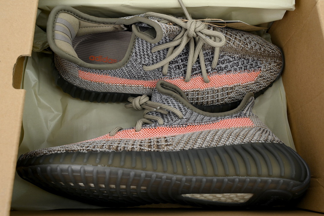 Yeezy Boost 350 V2 Grey Orange Stripe Running Shoes Unisex GW0089 