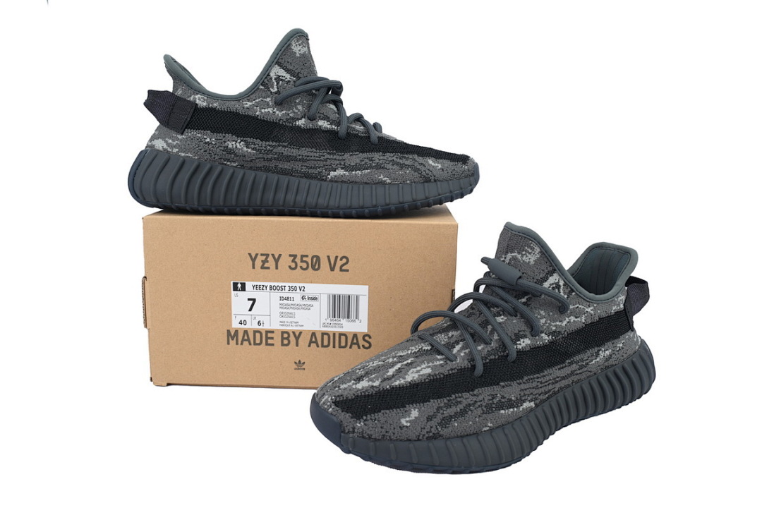 Adidas Yeezy Boost 350 V2 Dark Grey Black Camouflage Knit Sneakers Unisex Casual Shoes ID4811 