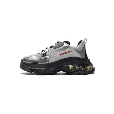 W09E1 7320 Balenciaga Triple S Black Silver 01