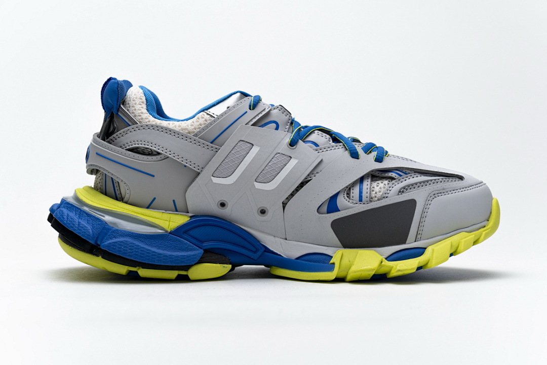 Baskets de sport Balenciaga, gris, bleu et jaune fluo, W1GB9 6509