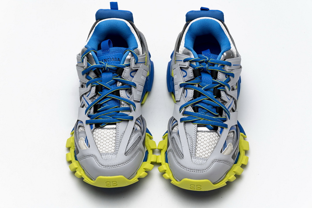 Baskets de sport Balenciaga, gris, bleu et jaune fluo, W1GB9 6509