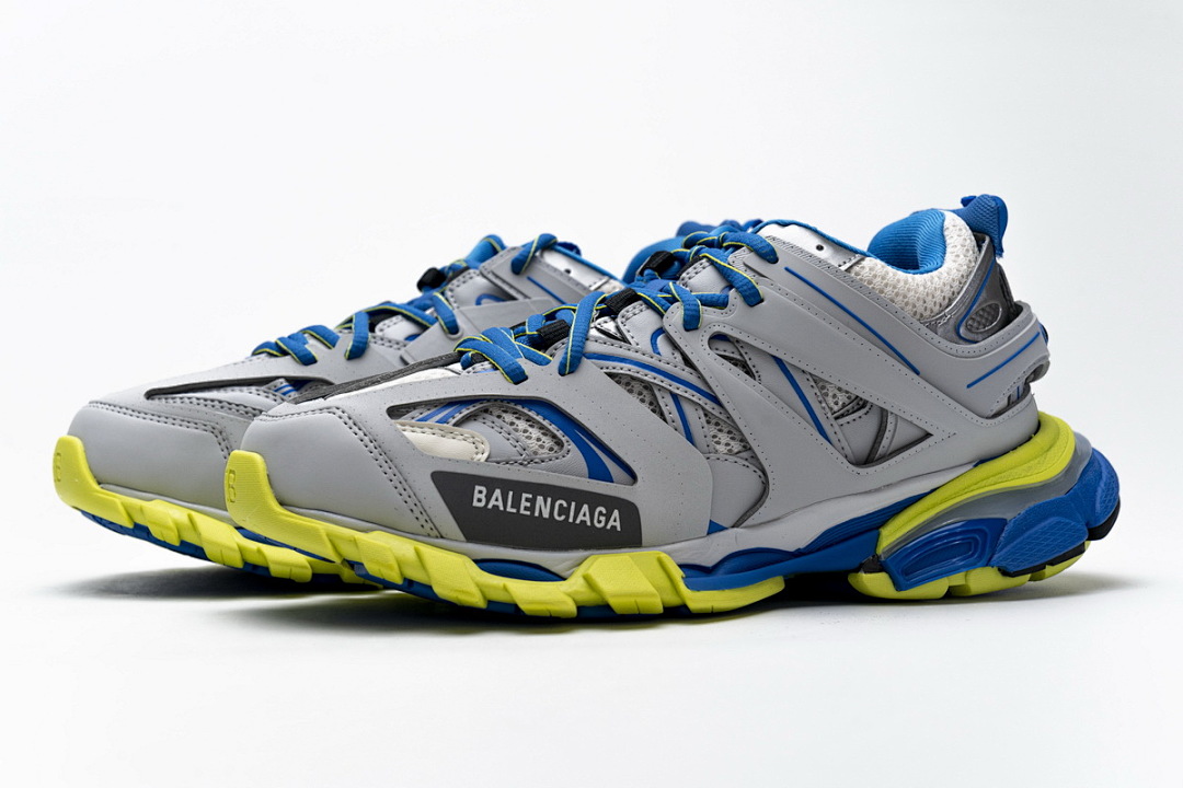 Baskets de sport Balenciaga, gris, bleu et jaune fluo, W1GB9 6509