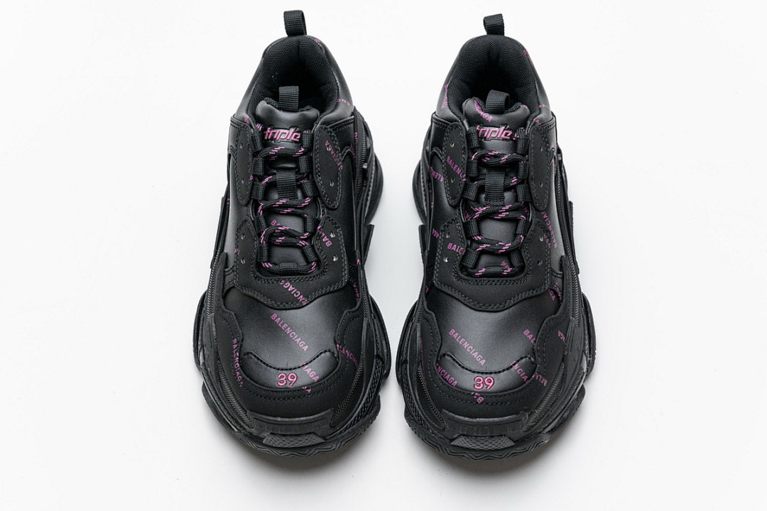  Balenciaga Triple S Letter Black Pink W2FA1 1022