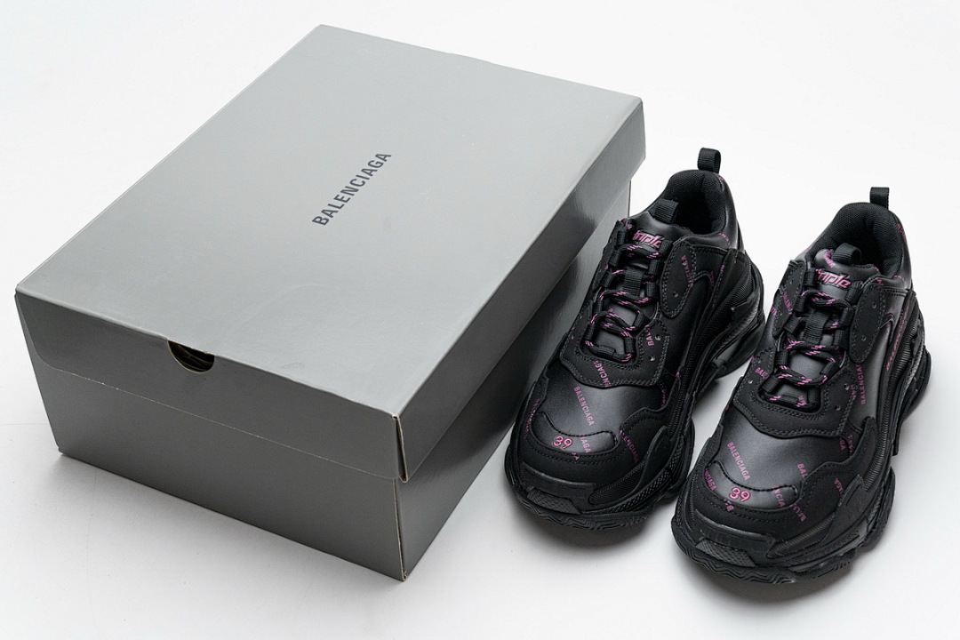  Balenciaga Triple S Letter Black Pink W2FA1 1022