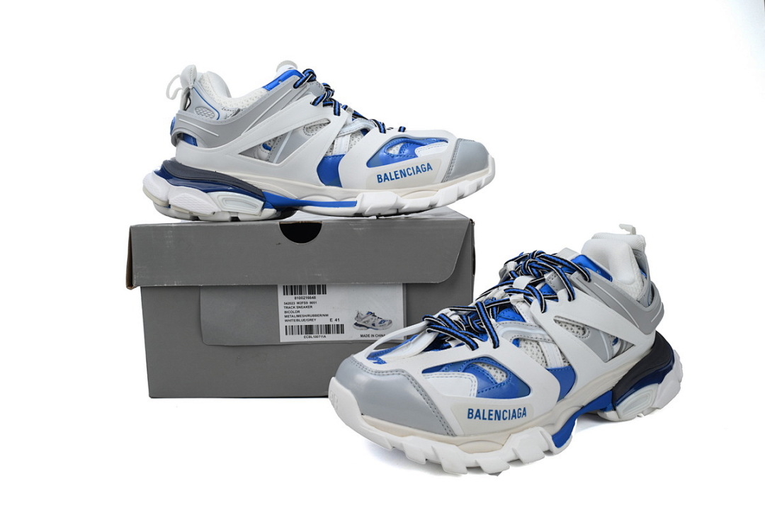 Baskets de sport Balenciaga blanches, grises et bleues W2FS9 9051