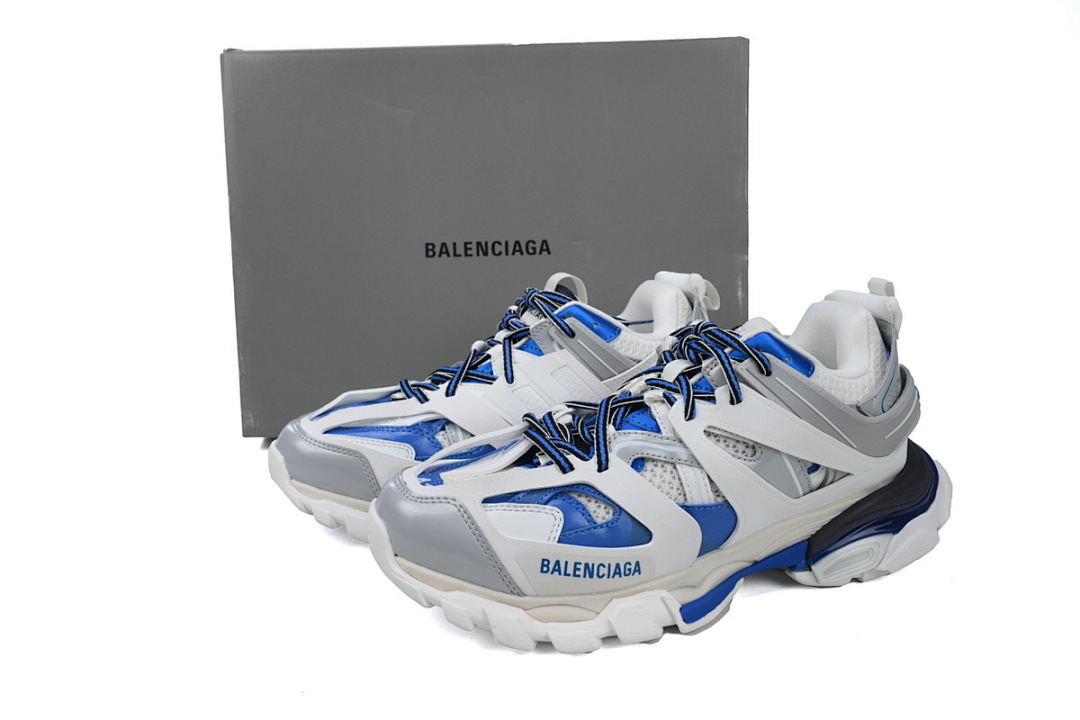 Baskets de sport Balenciaga blanches, grises et bleues W2FS9 9051